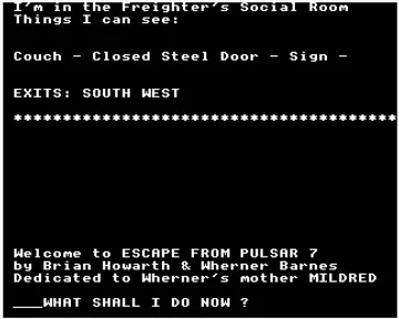 Mysterious Adventures - Escape From Pulsar 7 (1986)(Adventure Soft U.K. Ltd.) screen shot game playing